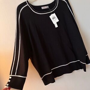 Chic Black and White Crew Neck Sweater